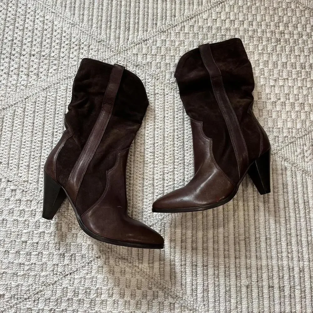 Free People Feather Heel Leather & Suede Boots